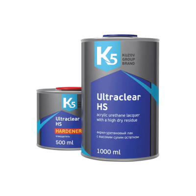 Лак К5 Ultraclear HS - акрил-уретановый с высоким сухим остатком (1000+500 мл.) в комп. с отвердит